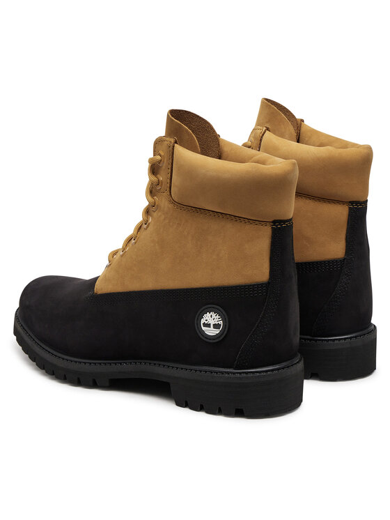 Мужские ботинки Timberland Premium на шнуровке из нубука двухцветные, черно-бежевый — фото 3