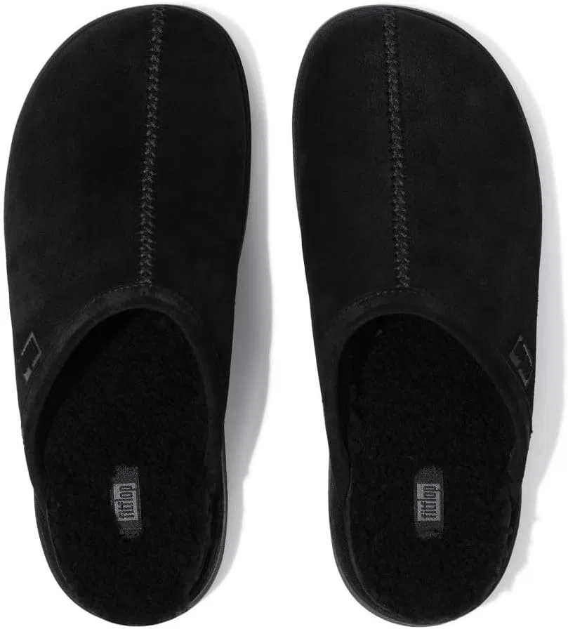 Мужские замшевые тапочки Fitflop Gen-ff с подкладкой из овчины, Black — фото 2