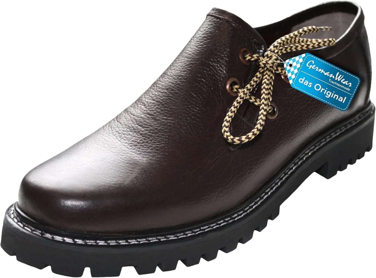 Немецкая одежда, традиционные туфли Haferlschuhe, оригинальная ручная работа, гладкая кожа German Wear, Dark Brown