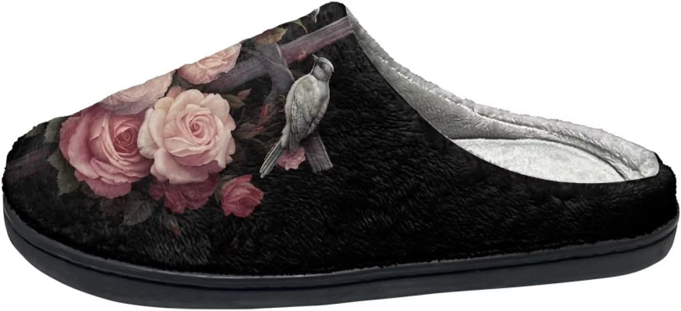 

Домашние и тапочки для женщин, мужские удобные фланелевые теплые тапочки на плоской подошве, зимние домашние сабо Tofrimade, Vintage Flowers Cross