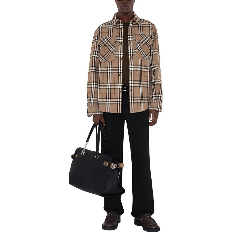 Рубашка Burberry с длинным рукавом в клетку на пуговицах, Орех — фото 3
