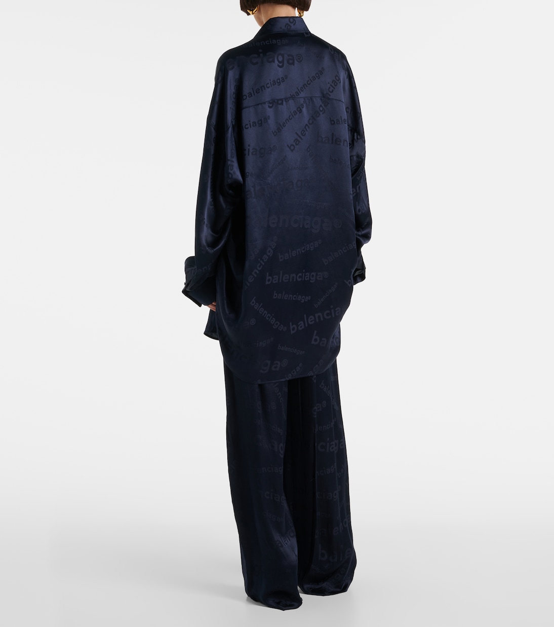 Рубашка из коконового шелка Balenciaga, Faded Black — фото 3