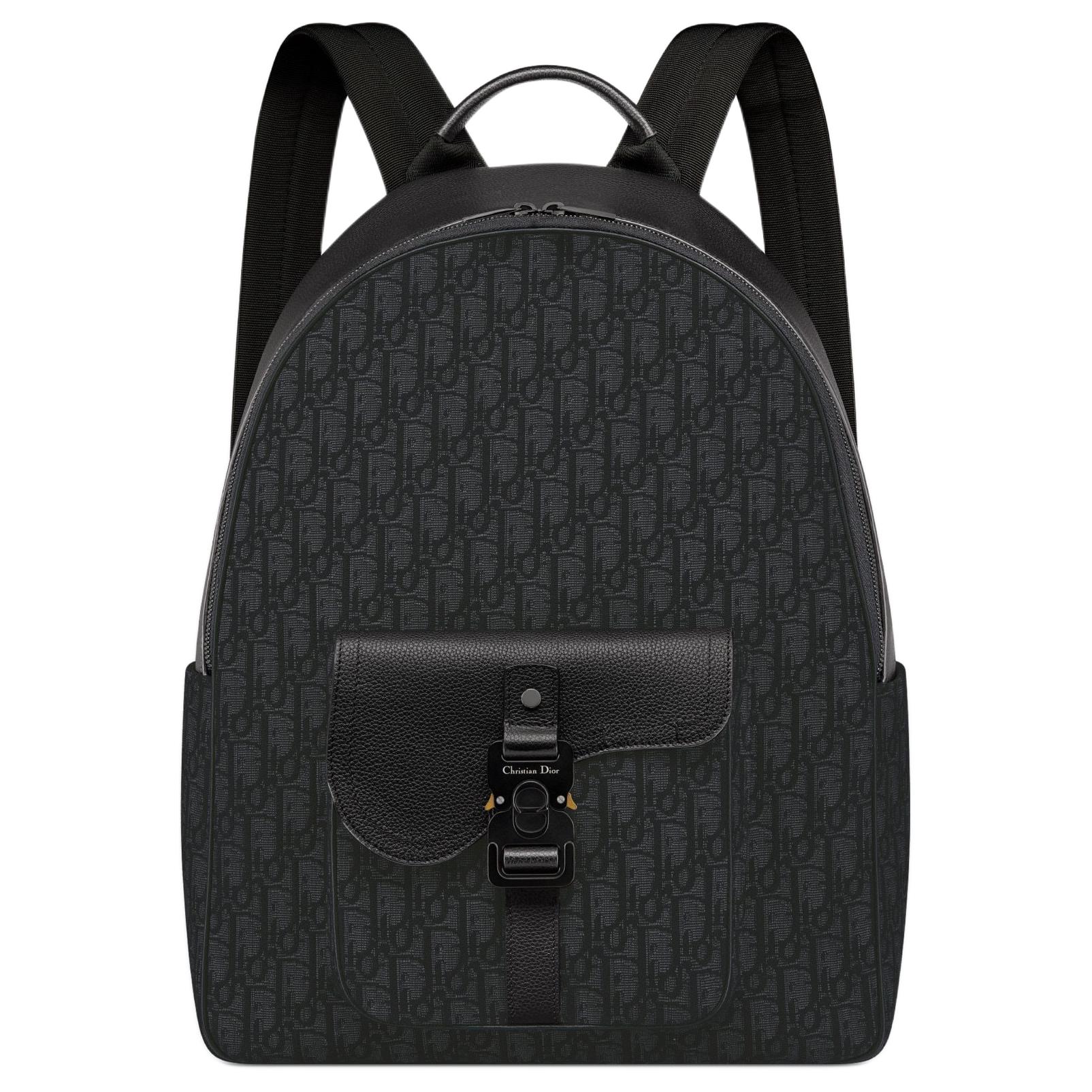 

DIOR Рюкзак мужской черный из жаккардовой ткани с косым переплетением