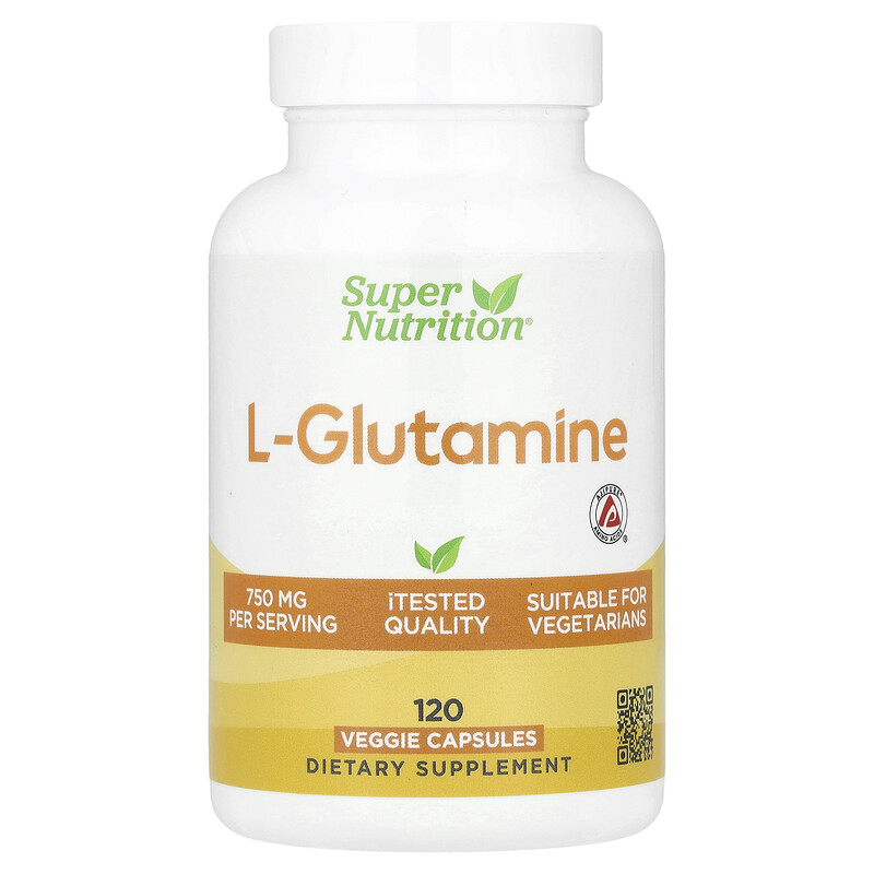 

Super Nutrition, L-глютамин, 750 мг, 120 растительных капсул