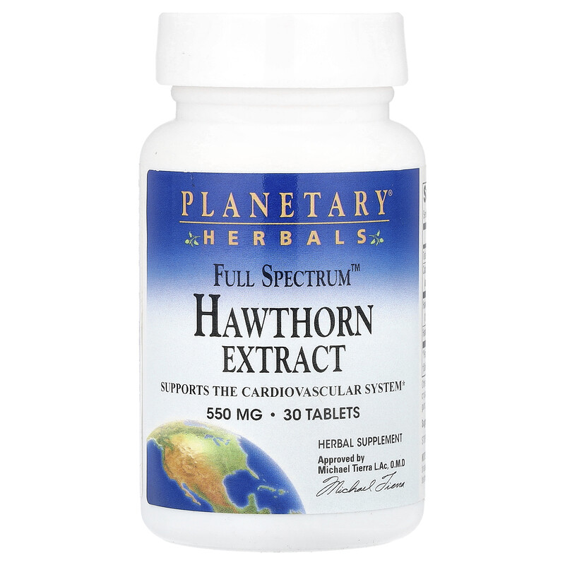 

Planetary Herbals, Экстракт боярышника Full Spectrum , 550 мг, 30 таблеток