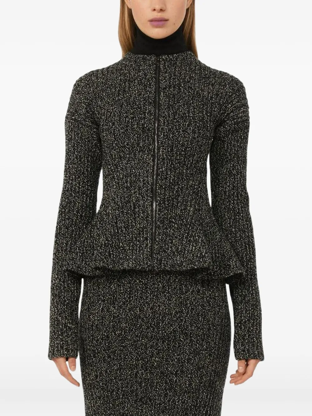 

Кардиган с баской и рубчатой вязкой Kim MAX MARA, черный