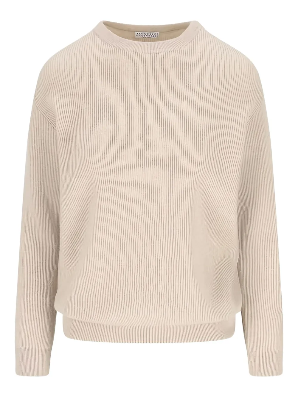 

Ребристый свитер с круглым вырезом Brunello Cucinelli, нейтральный