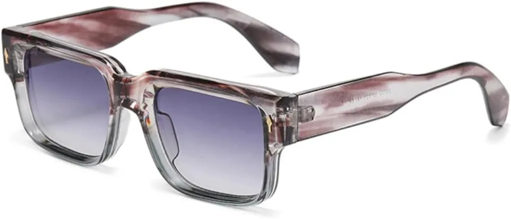 

Ретро квадратные солнцезащитные очки для женщин, защита от УФ-излучения UV400, модные заклепки, для мужчин, прозрачные с градиентом UATXTAU, Grey Stripes Gray