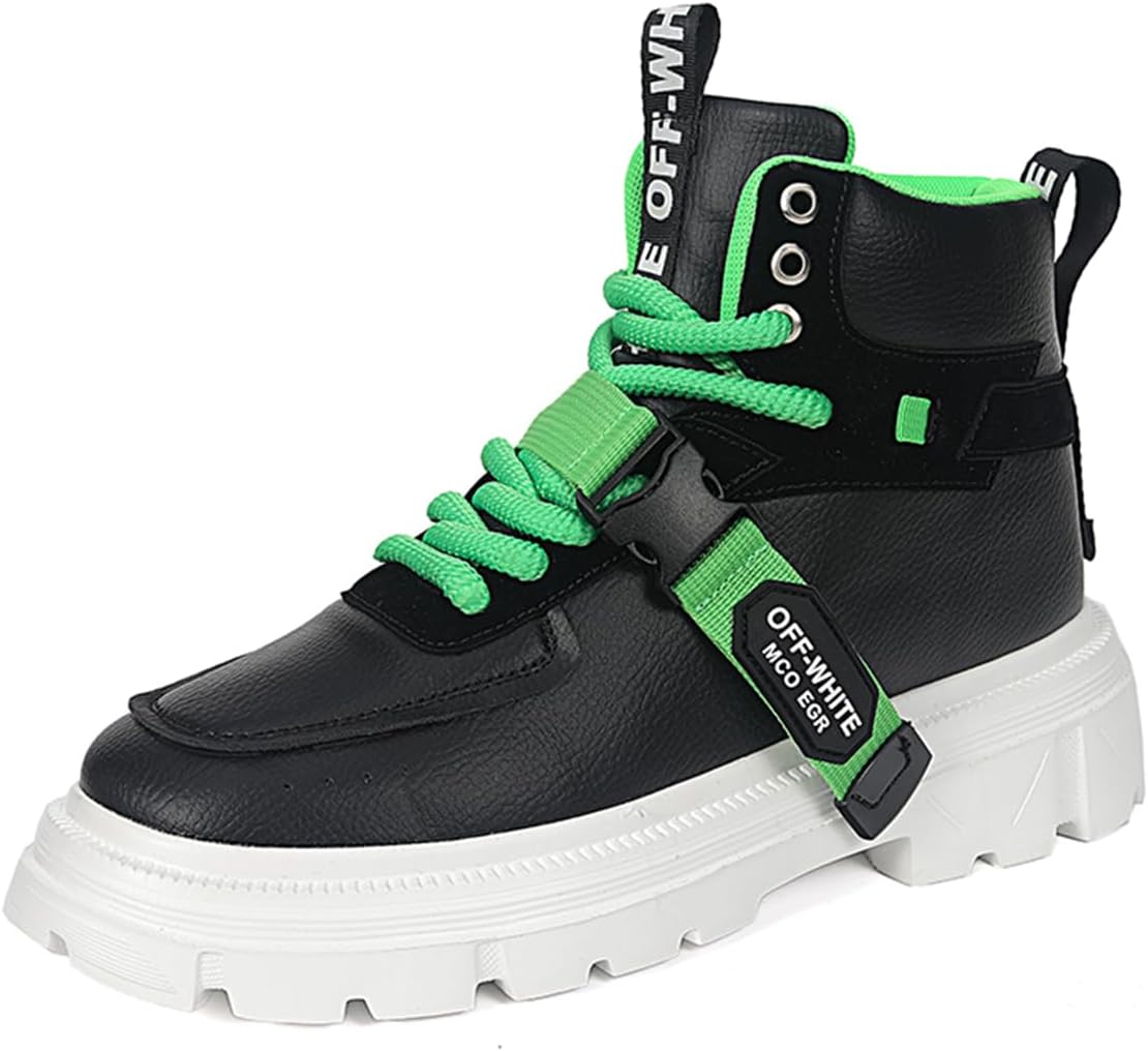 

Мужские повседневные боевые ботинки средней длины, мотоциклетные ботинки с резиновой подошвой, шнуровкой и высокими голенищами для повседневной носки Zhoupulp, зеленый