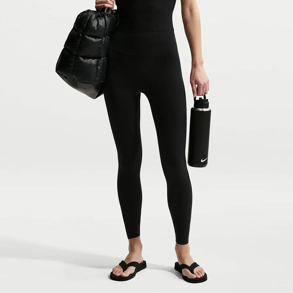 Женские леггинсы Nike Zenvy с высокой талией 7/8, без переднего шва, чёрные