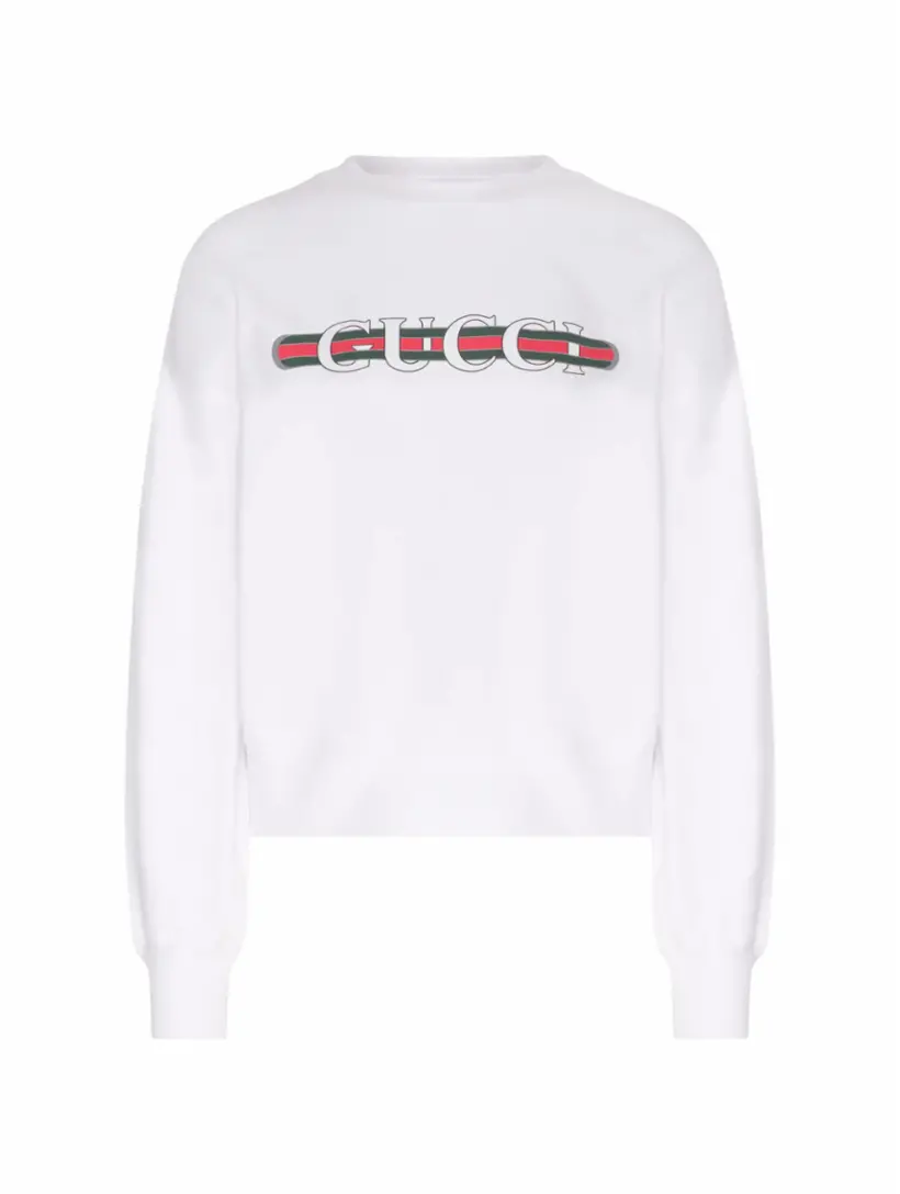 

Хлопковый свитшот с логотипом Gucci, белый