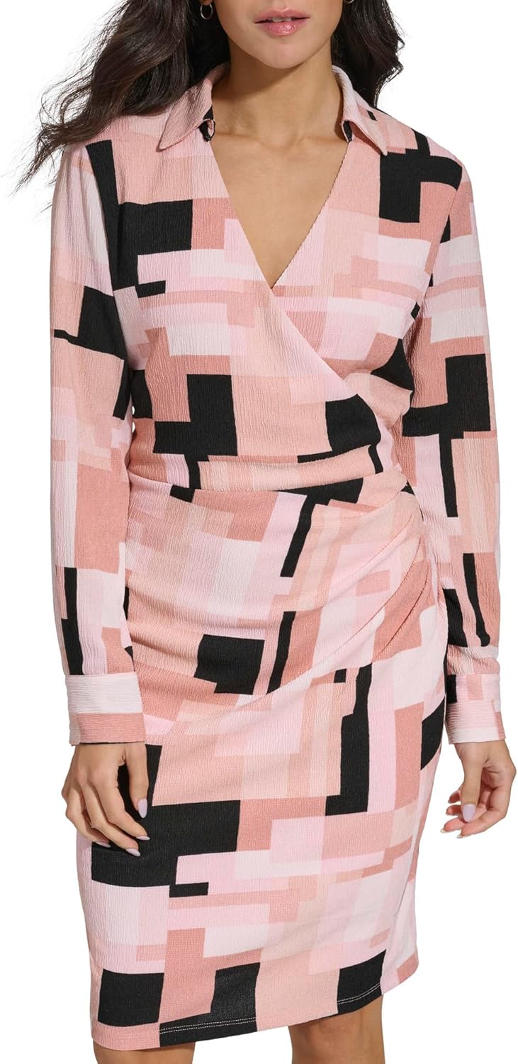 

Женское фактурное трикотажное платье Calvin Klein, Desert Rose/Black