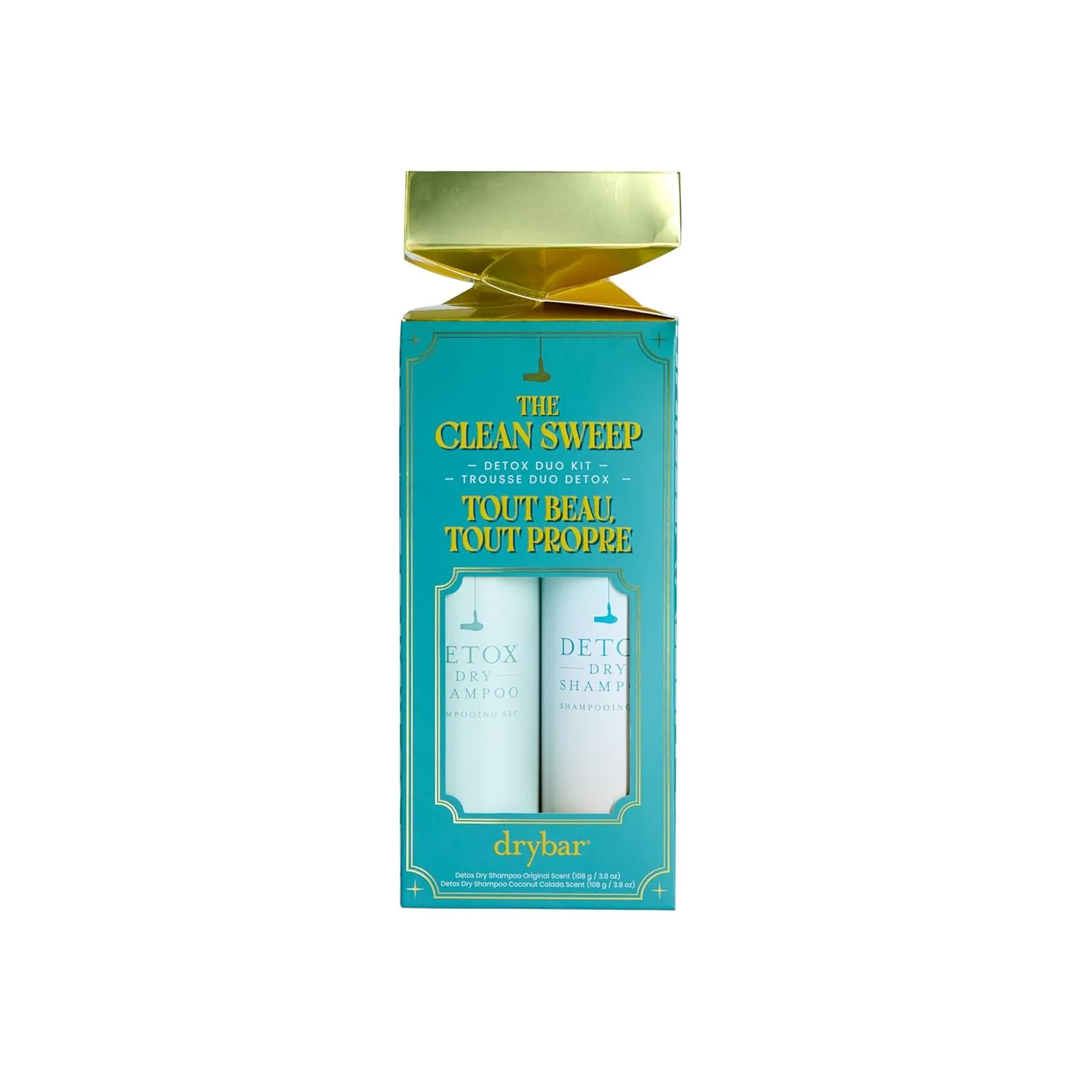 Набор для детоксикации Clean Sweep Detox Duo Kit - праздничный подарочный набор, двойная упаковка сухих шампуней - ароматы «Кокосовая колада» и «Оригинальный» - две банки по 100 мл. Drybar