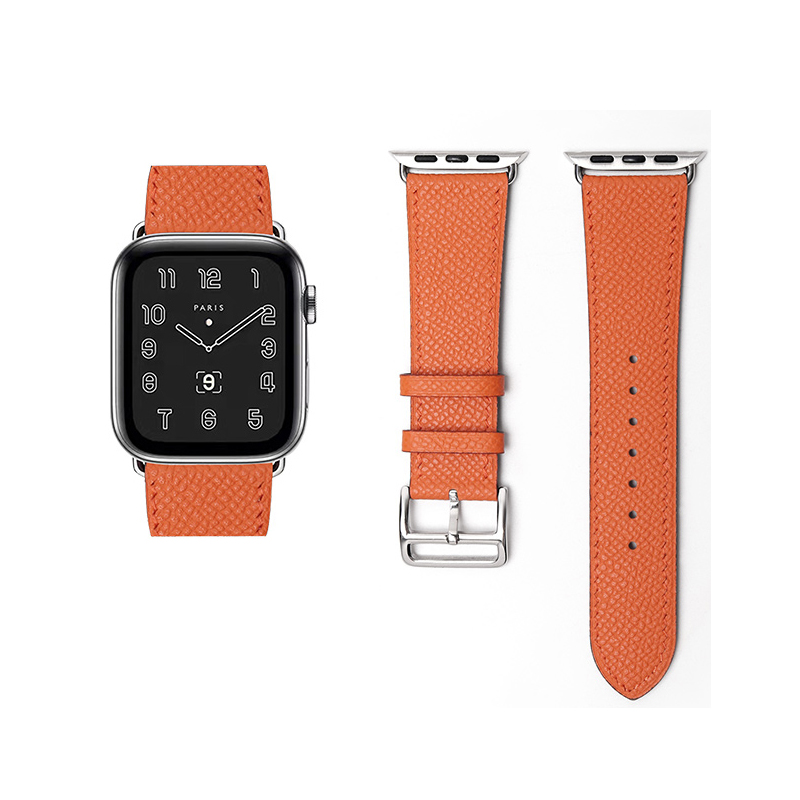 

Ремешок, совместимый с Apple, из натуральной кожи Wepro, Black distribution light blue-Hermès butterfly clasp