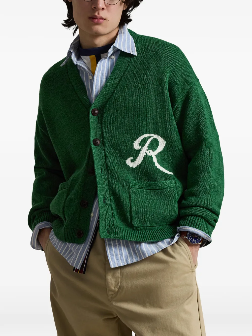 Кардиган на пуговицах POLO RALPH LAUREN, зеленый — фото 3