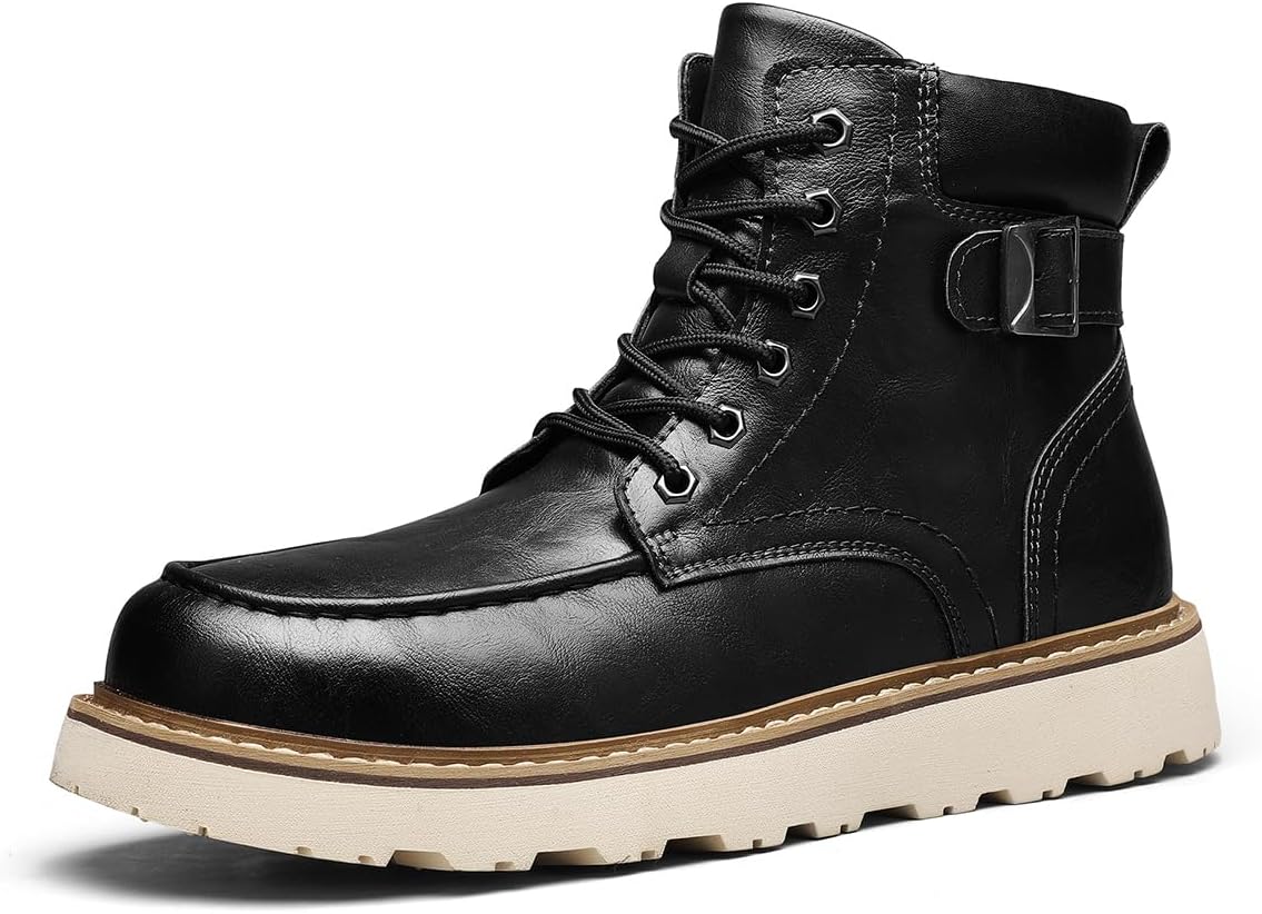 

Мужские повседневные ботинки из натуральной кожи, премиальная кожа, модные ботинки Чукка Оксфорд, деловые повседневные кроссовки, шнуровка, толстая подошва, противоскользящие Lhyxu, черный