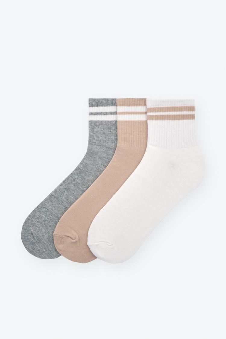 

Упаковка из 3 полосатых носков Pull And Bear, белый