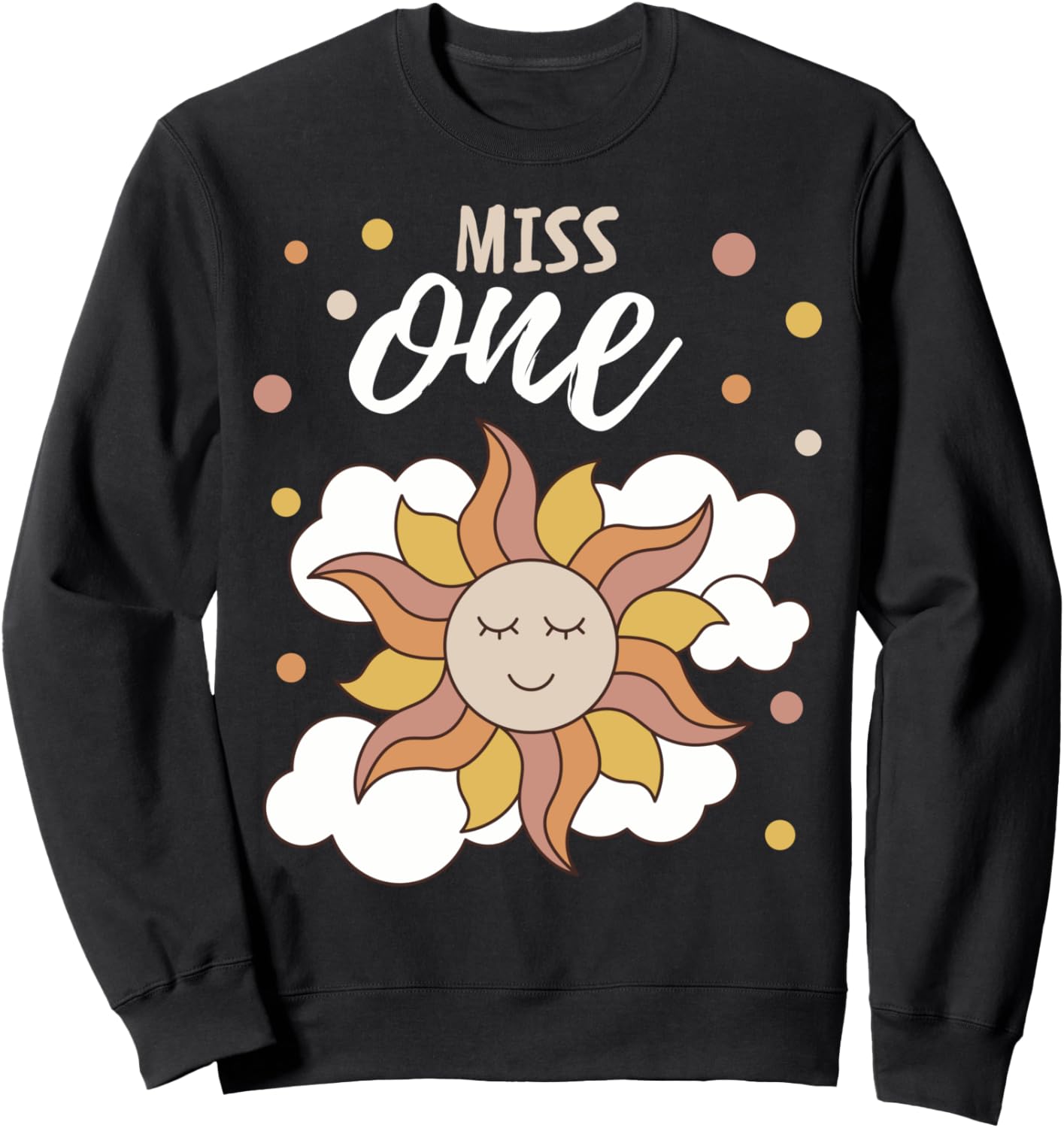 

Толстовка с надписью «Мисс Один: Первое путешествие вокруг солнца, малышка, вечеринка в честь первого дня рождения» Family Look Vintage Boho Style Decorations Gifts, черный