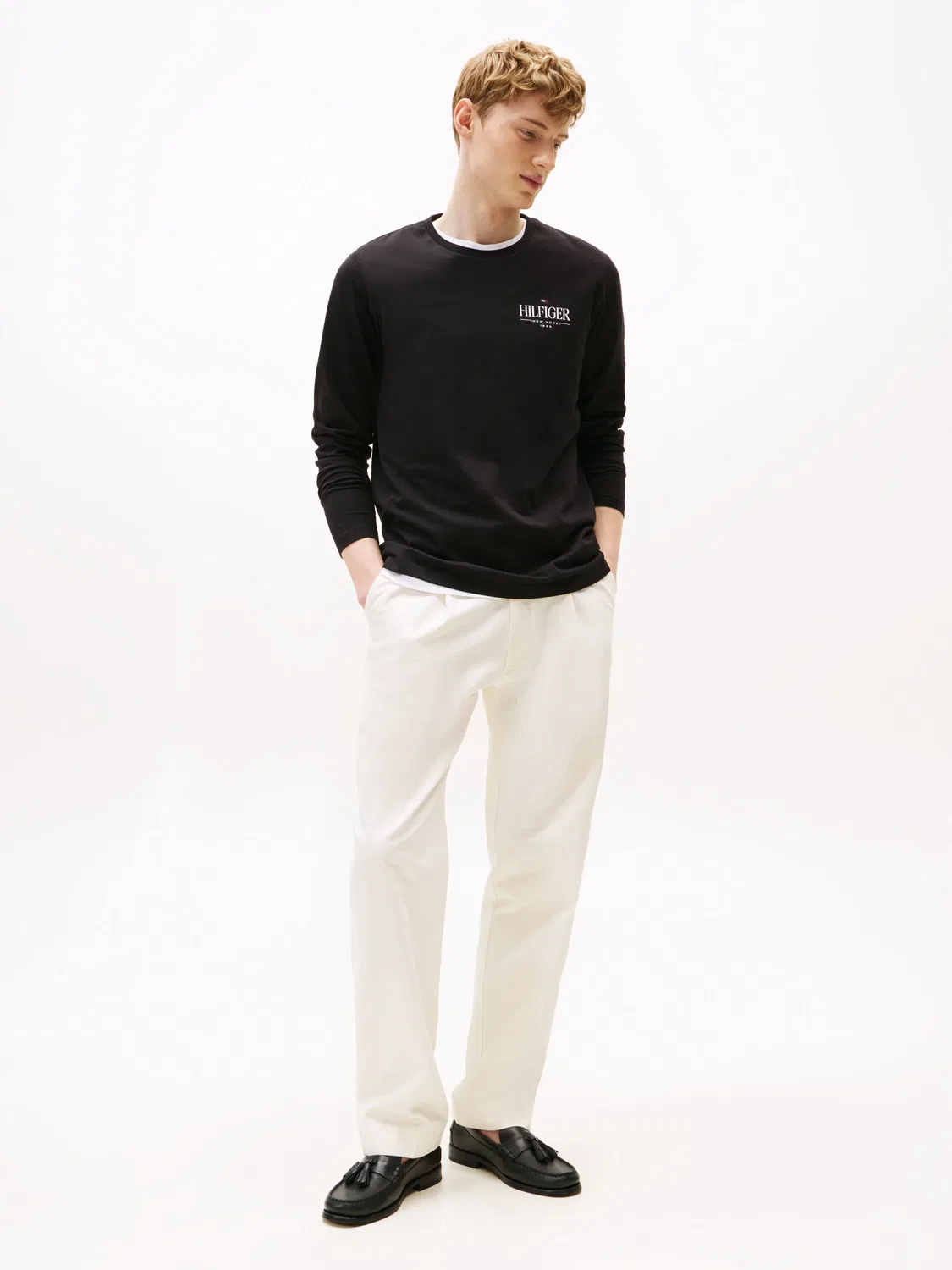 Лонгслив с принтом Tommy Hilfiger, черный