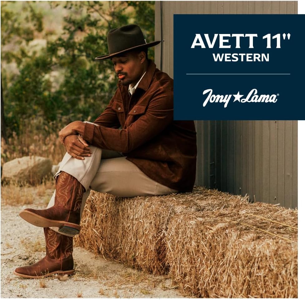 Мужские вестерн-сапоги Tony Lama Avett 11 из кожи, с квадратным носком, комфортной стелькой и прочной двойной строчкой — фото 2