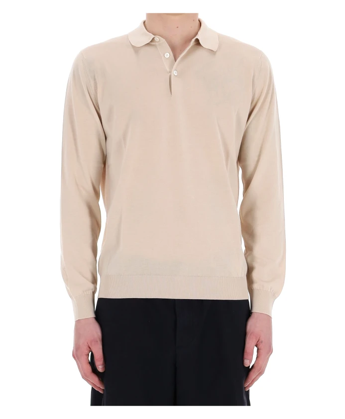 

Бежевая рубашка-поло с длинными рукавами Drumohr, бежевый