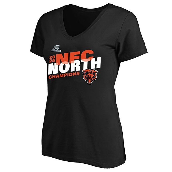 

Женская черная футболка Chicago Bears 2025 NFC North Division Champions plus size с V-образным вырезом Fanatics, Черный, Женская черная футболка Chicago Bears 2025 NFC North Division Champions plus size с V-образным вырезом Fanatics
