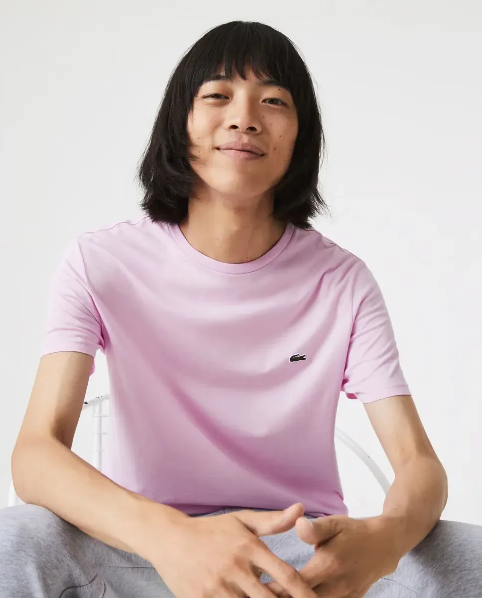 Мужская футболка Lacoste из хлопка пима с короткими рукавами, розовый
