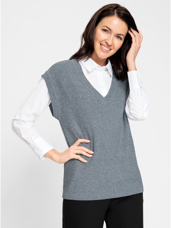 

Жилет-свитер в дымчато-синем меланжевом цвете WITT WEIDEN