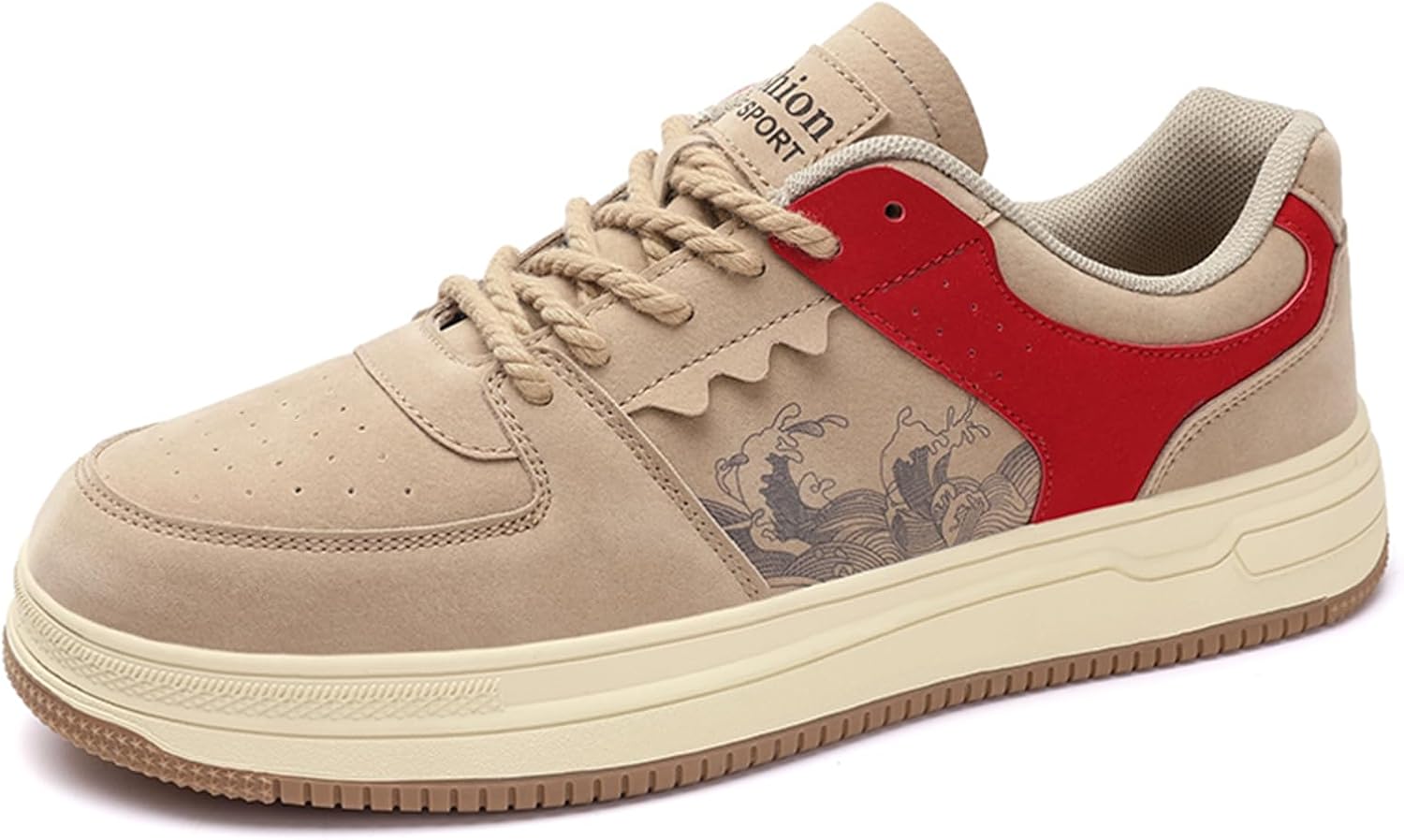 

Мужские классические ретро-кроссовки, удобные, дышащие, повседневные, для ходьбы, модные мягкие кроссовки на шнуровке Abborora, коричневый/бежевый