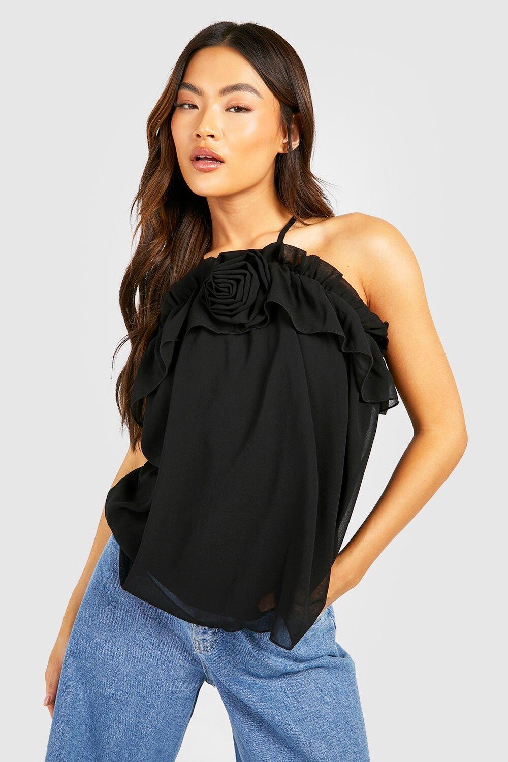 

Корсажный топ с халтером Boohoo, черный