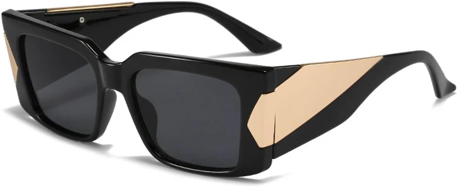 

Роскошные солнцезащитные очки для женщин, с широкими дужками, металлические, для мужчин и женщин, модные, для путешествий и вождения, с защитой от УФ-излучения UV400 TKKTLLT, Black Gray