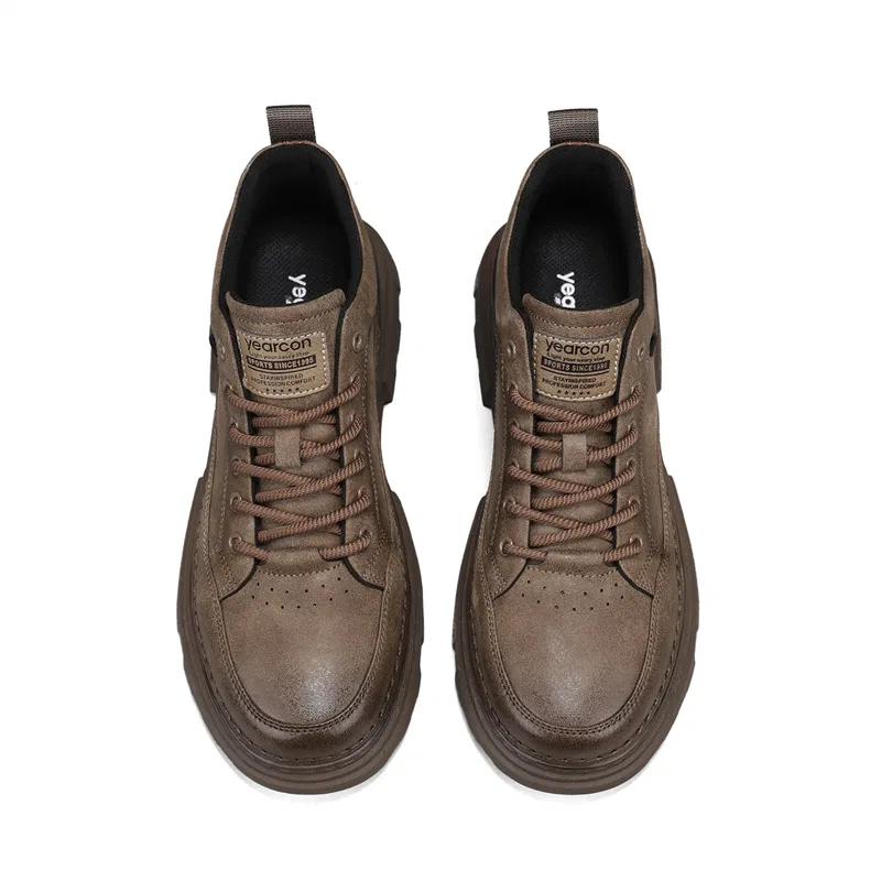YEARCON Men's Casual Shoes Men's Low Top Ginger Yellow, Agate Black, Chestnut Brown — фото 3