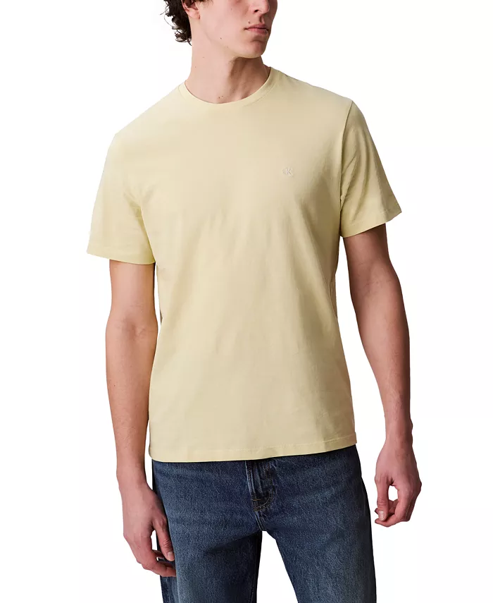 

Мужская гладкая хлопковая футболка с круглым вырезом Solid Crewneck Calvin Klein, белый