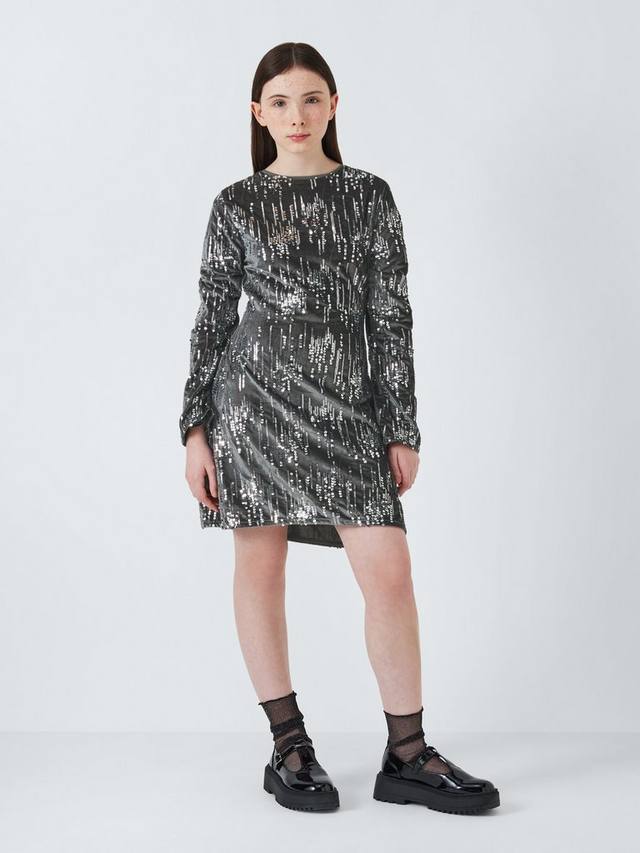 

Детское платье для вечеринки с омбре и пайетками John Lewis, Silver