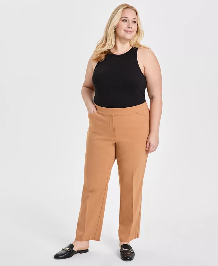 

Прямые брюки для пышных форм Plus Size Curvy-Fit JM Collection, коричневый
