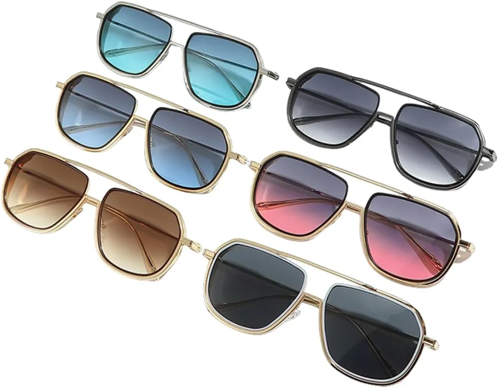 

Ретро-солнцезащитные очки с двойной перемычкой, защита от УФ-излучения UV400, модные мужские очки в стиле панк, женские очки класса люкс TKKTLLT, Gold-brown