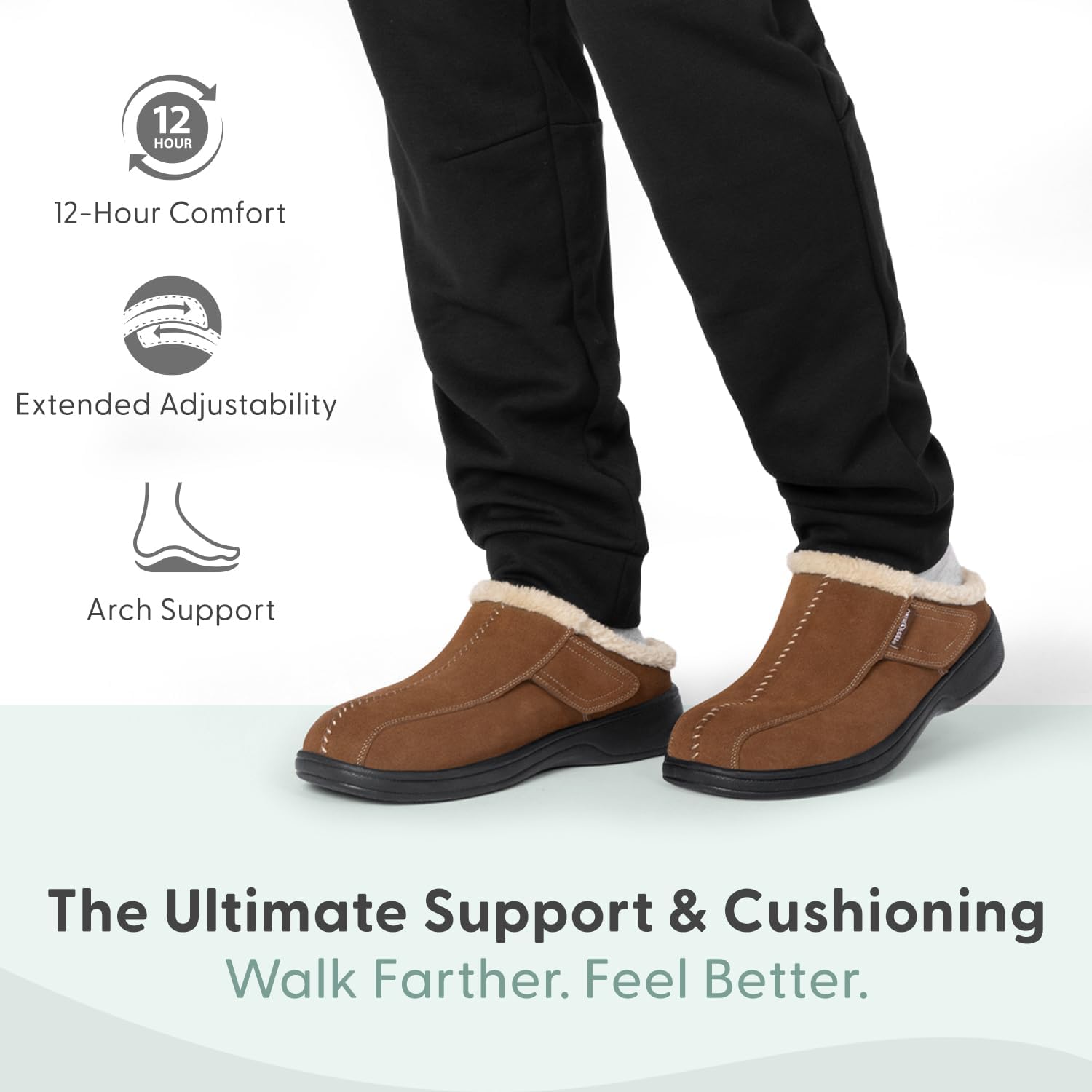 Мужские ортопедические сабо-тапочки Orthofeet с поддержкой свода стопы Asheville, коричневый — фото 2