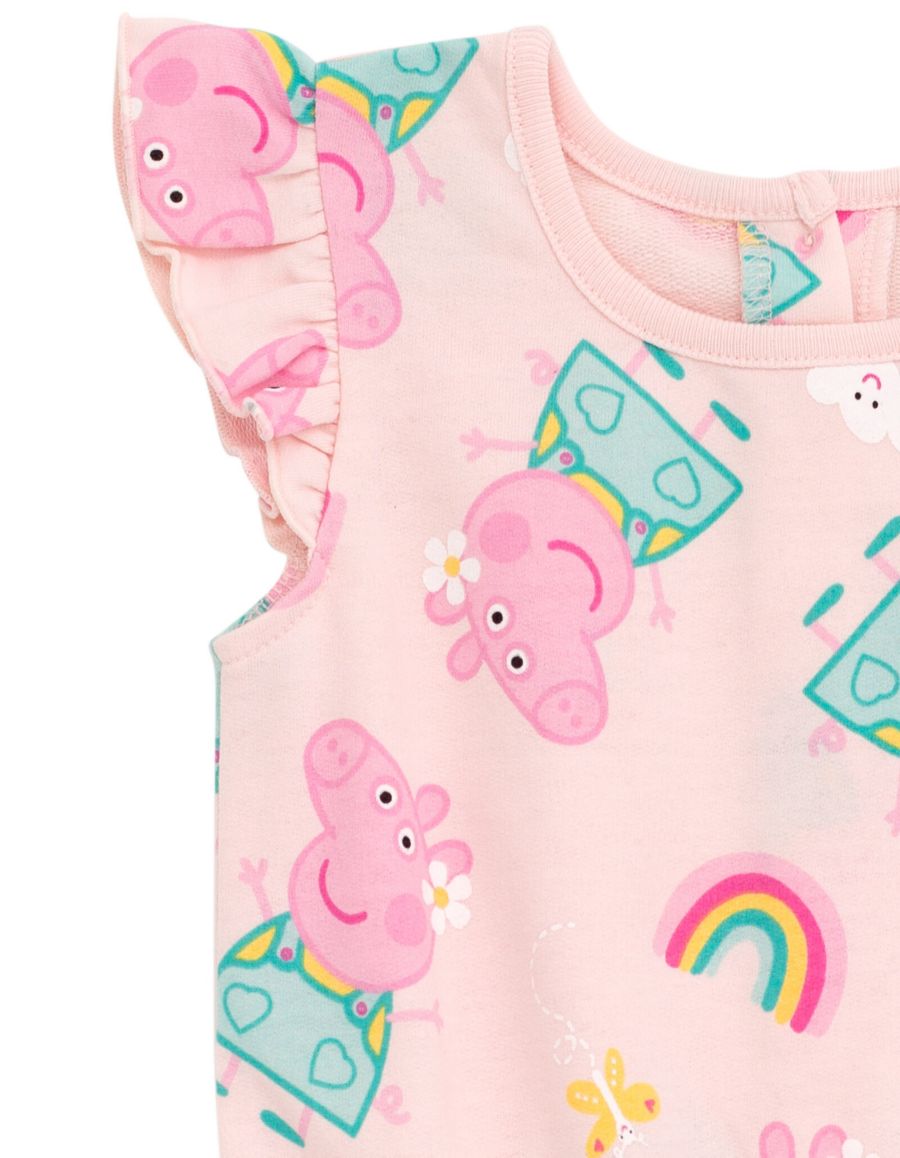 Детский комбинезон без рукавов из французской махровой ткани Peppa Pig, Pink — фото 3