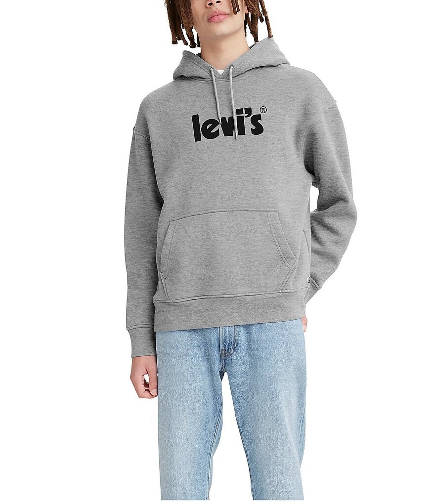 

Мужская худи свободного кроя Levi's с графическим логотипом и логотипом, серый