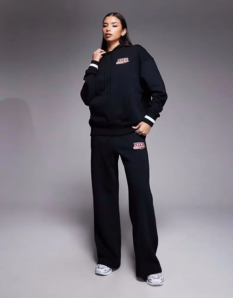 Толстовка Nike Phoenix Fleece оверсайз с графическим рисунком на спине, черная — фото 3