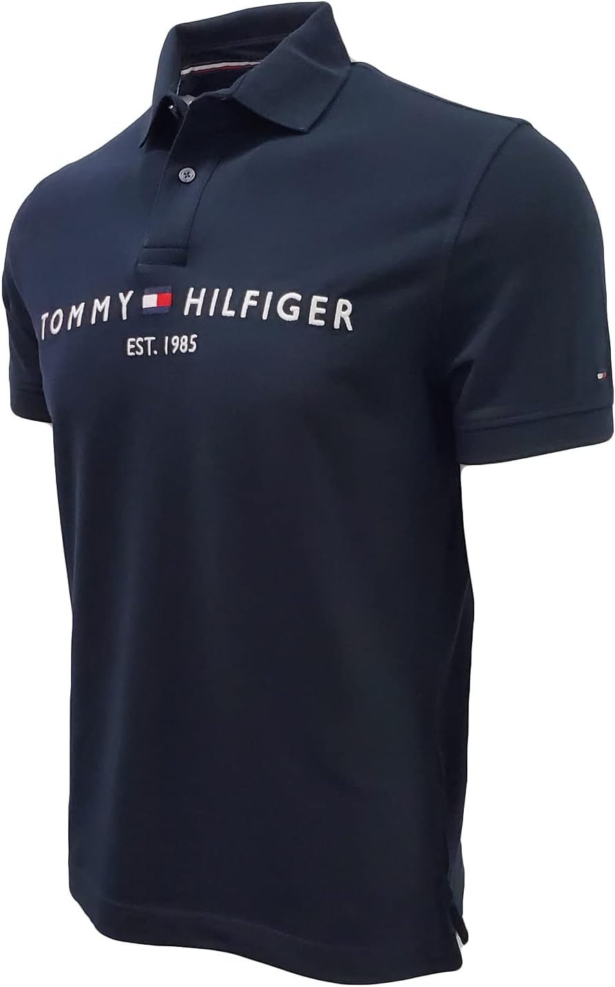 Мужская сетчатая рубашка-поло с вышитым графическим логотипом Tommy Hilfiger, Navy (Est 1985) — фото 3