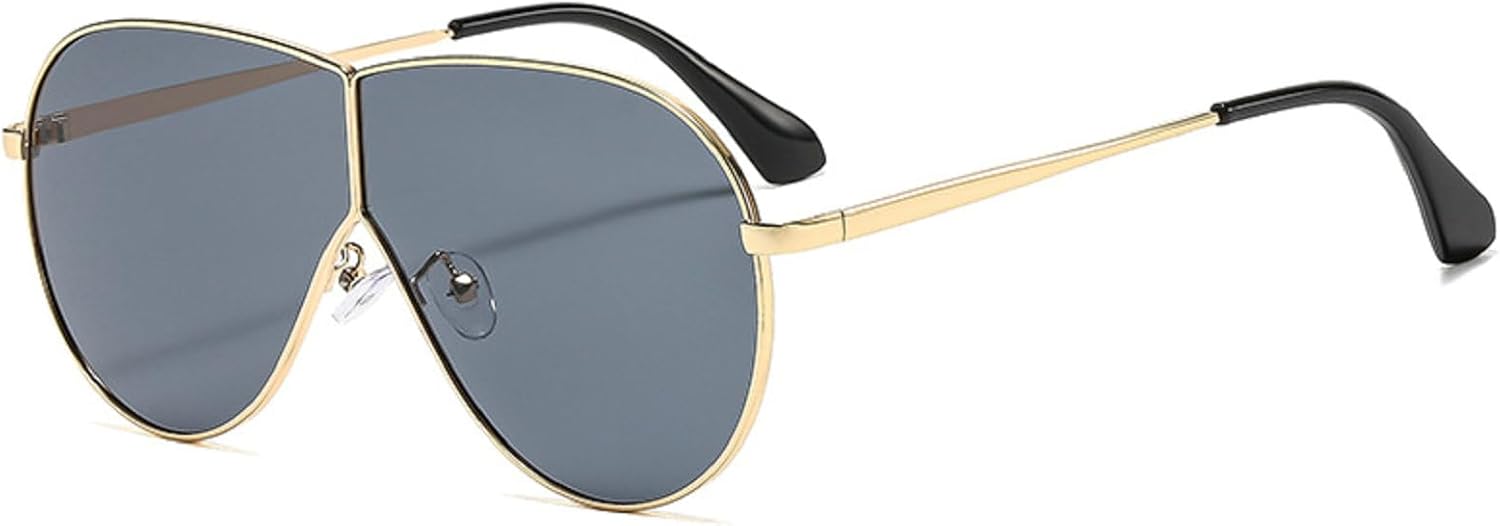 

Большие солнцезащитные очки-пилот для женщин, роскошные очки в стиле Y2K, цельные солнцезащитные очки для женщин, очки для активного отдыха, защита от УФ-излучения UV400 mincl, Gold Black