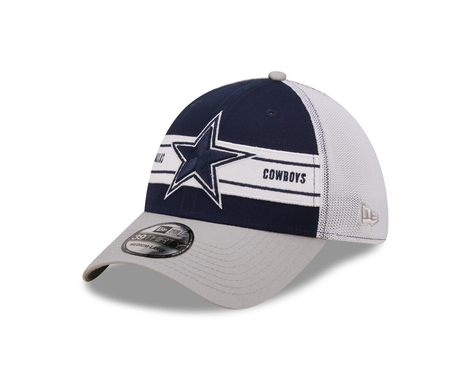 

Мужская гибкая шляпа New Era темно-синего/серебристого цвета Dallas Cowboys Team с полосой 39THIRTY
