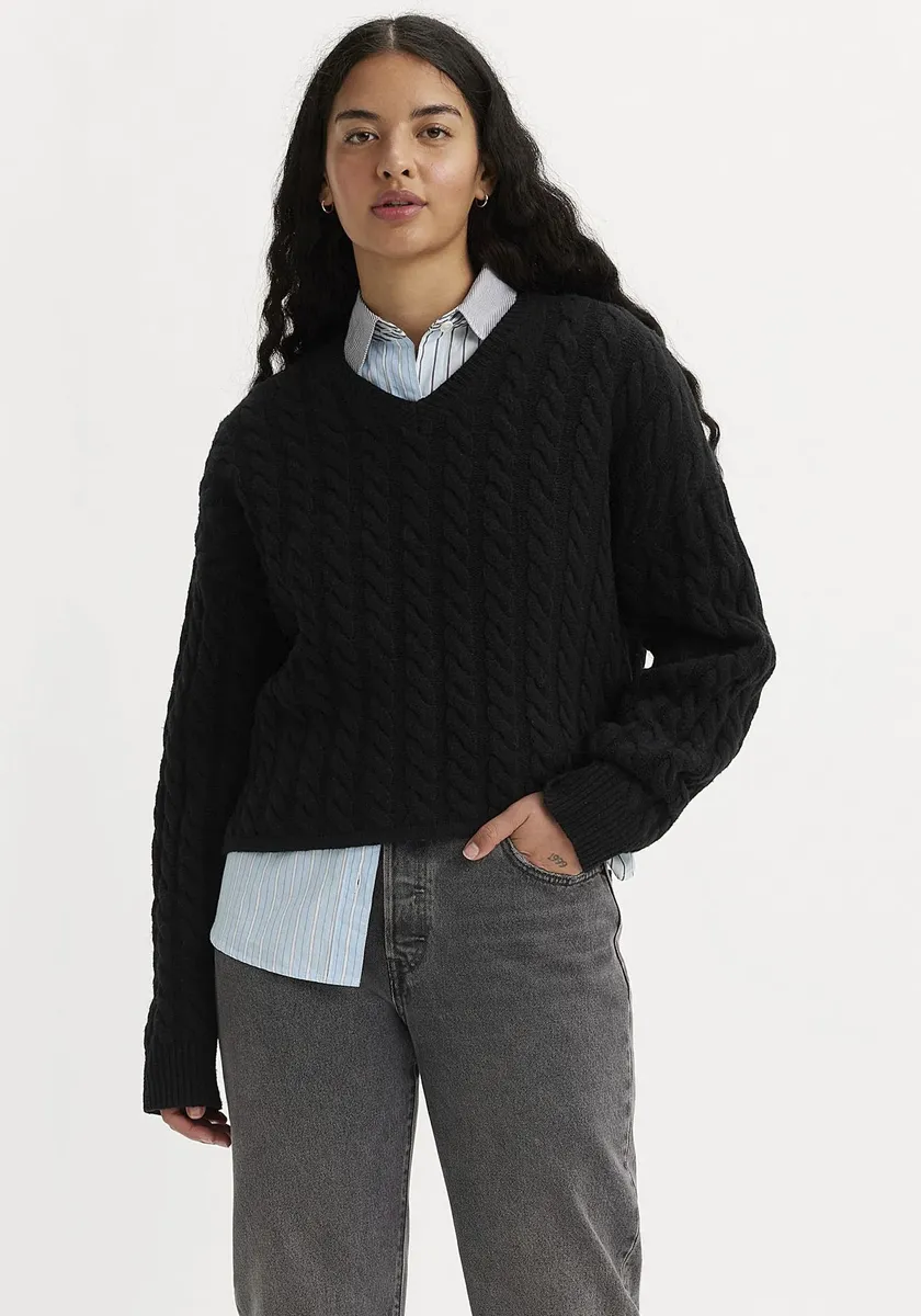 

Вязаный свитер Levi's "RAE SWEATER NEUTRALS", узор косой вязки, цвет Caviar