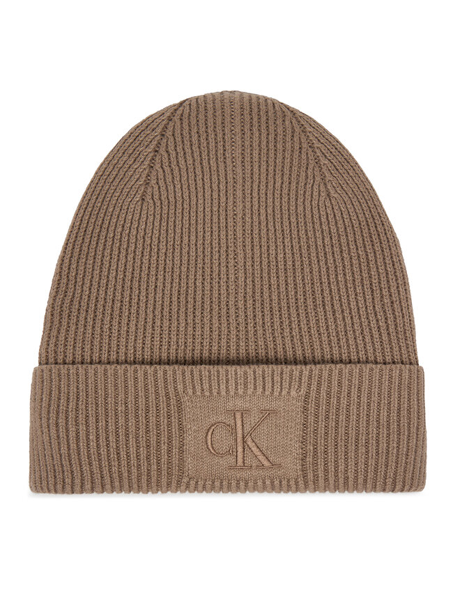

Шапка Calvin Klein Embroidered Rib Cotton Beanie LV04F8097G, бежевый
