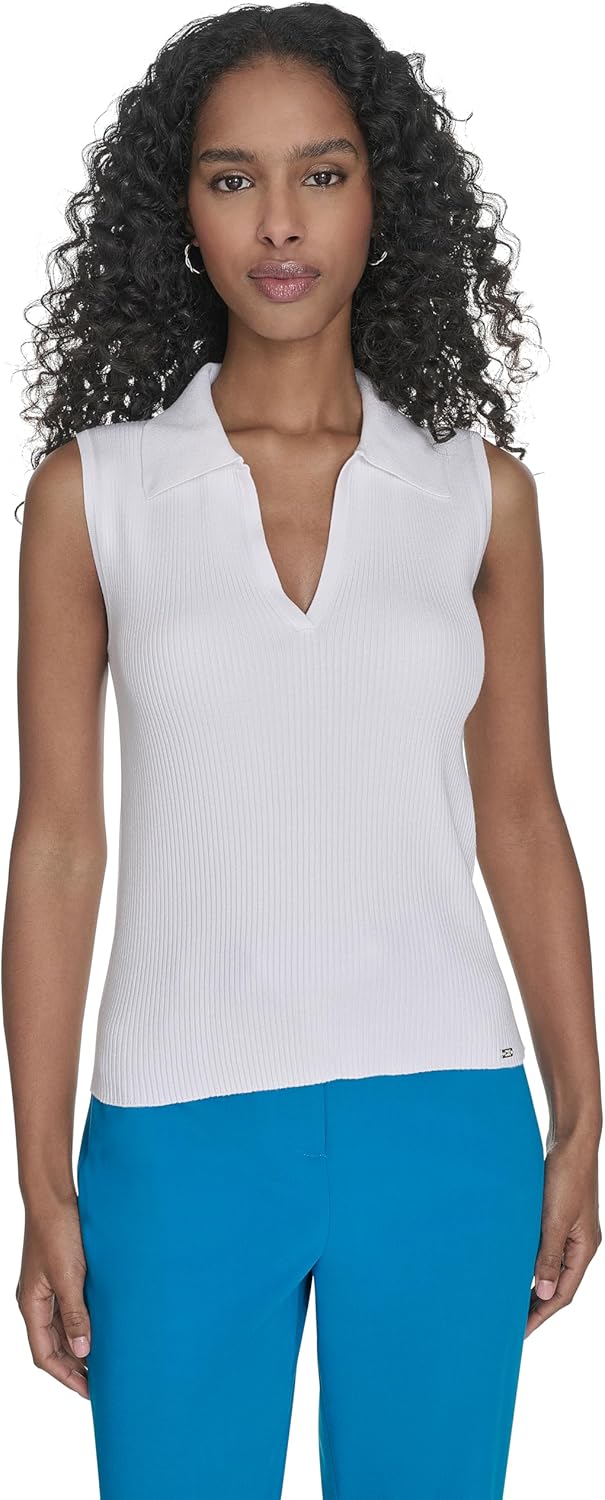 

Женская блузка без рукавов с V-образным вырезом Calvin Klein, White