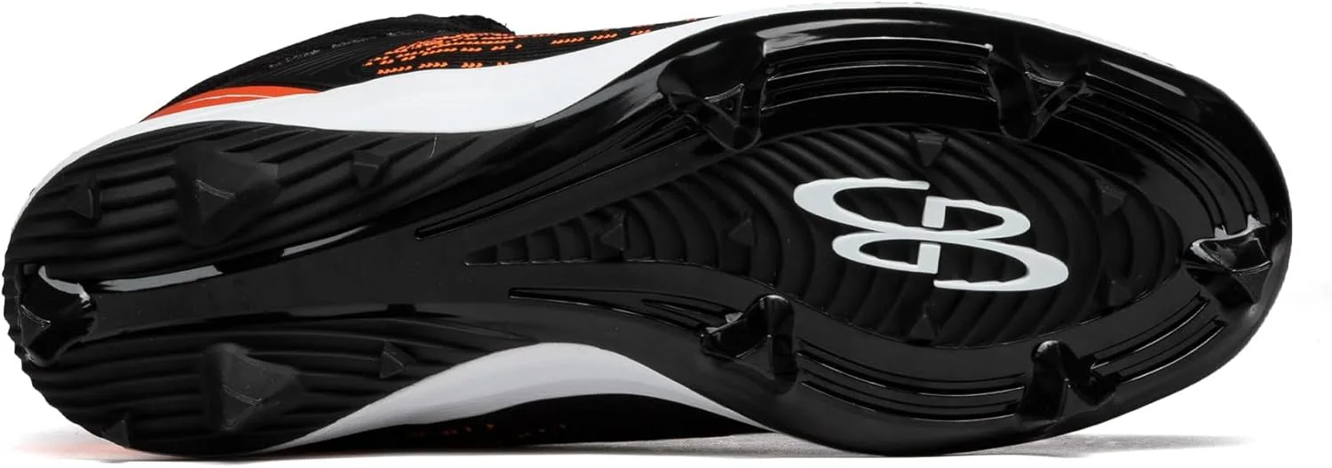Бутсы Boombah Viper Pureknit для мужчин с формованной средней подошвой - Status - несколько цветовых вариантов - несколько размеров, черный/оранжевый — фото 2