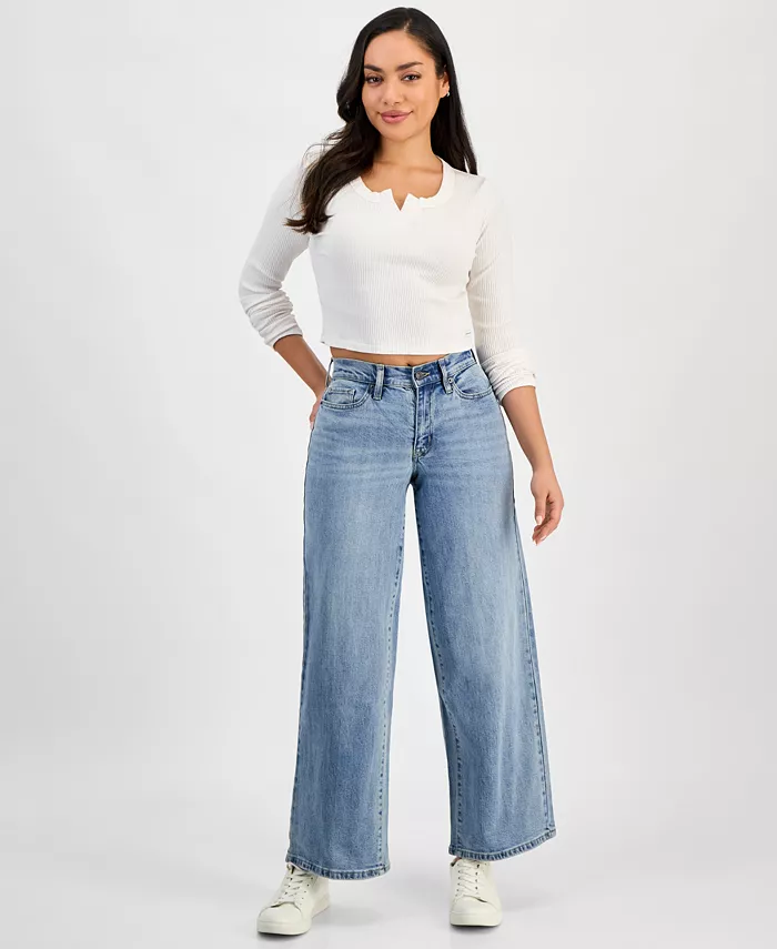 

Узкие джинсы Petite Claremont Modern с высокой посадкой и широкими штанинами DKNY Jeans, синий