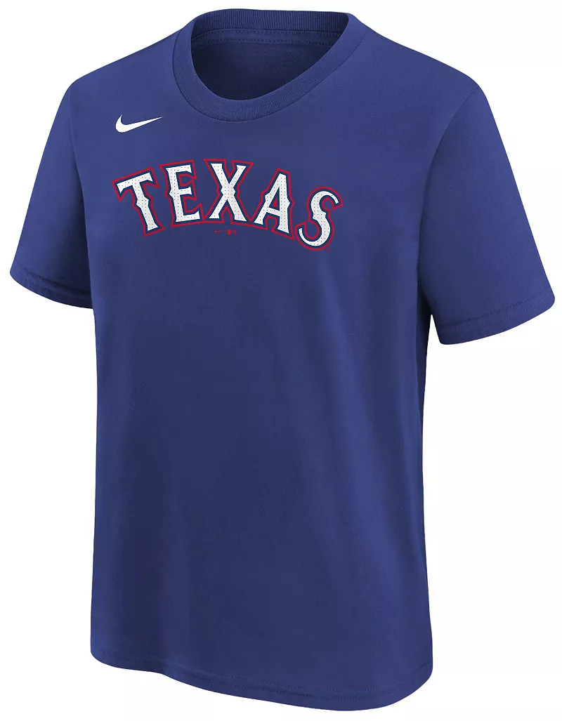 Синяя домашняя футболка Nike Youth Texas Rangers Corey Seager #5 — фото 2