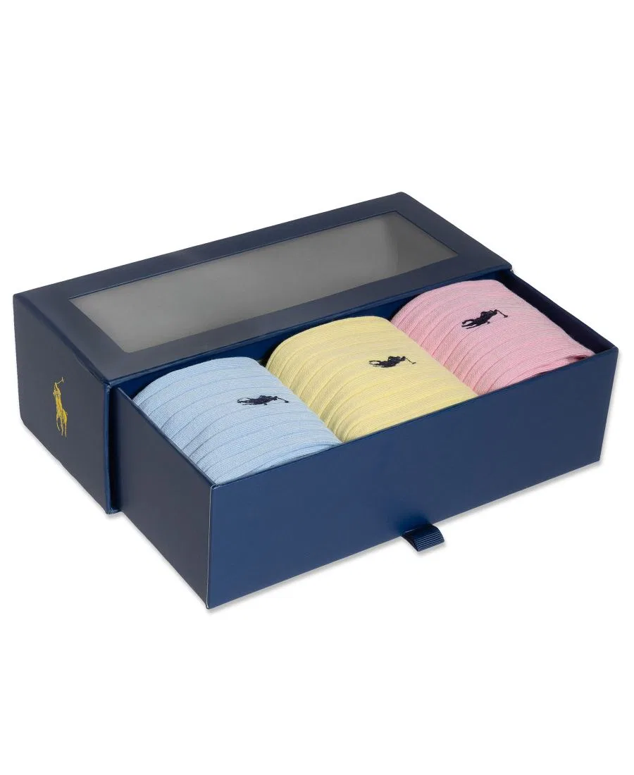 Мужские носки из египетского хлопка Polo Ralph Lauren, Blue/Yellow/Pink — фото 4